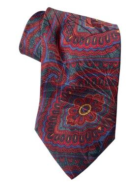 Men's Red Paisley Silk Tie - Cucito A Mano Pura Seta